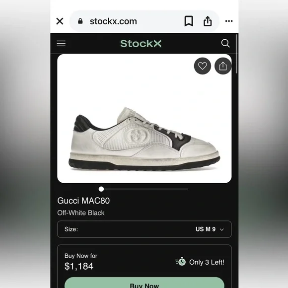 New in box Men’s GUCCI MAC80 Designer Sneakers shoes White black Size 7 Leather - Picture 10 of 10